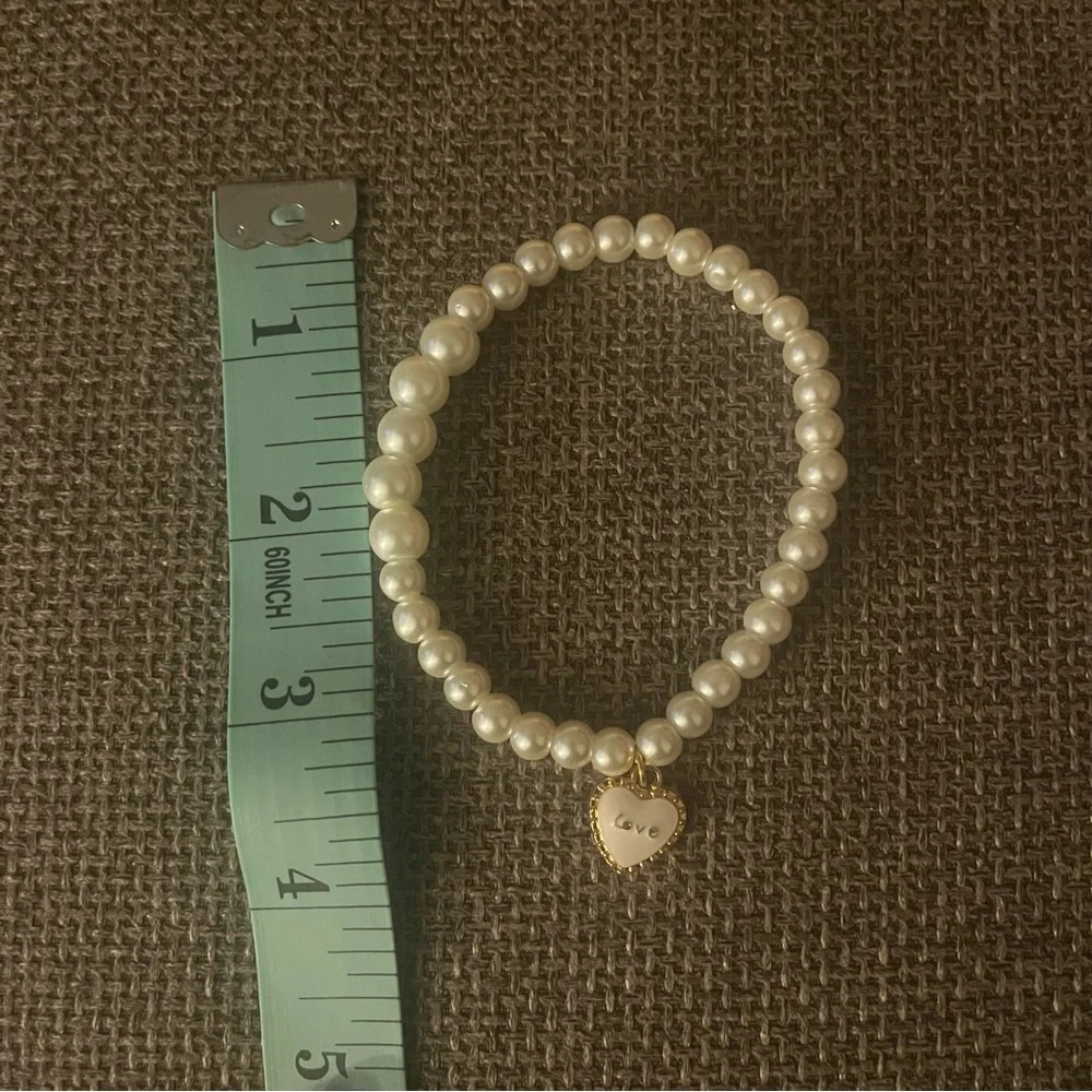Pearl Stretch Charm Bracelets Handmade White Pink 2 - Picture 5 of 12